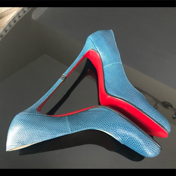 Christian Louboutin Paris Heels High Blue Snake - Picture 2 of 8